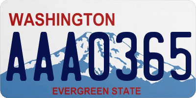 WA license plate AAA0365