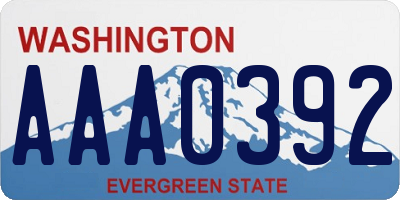 WA license plate AAA0392