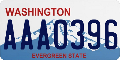 WA license plate AAA0396