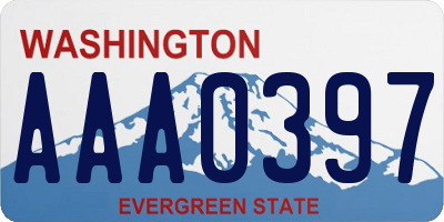 WA license plate AAA0397