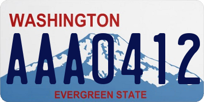 WA license plate AAA0412