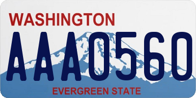 WA license plate AAA0560