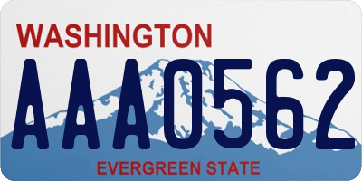 WA license plate AAA0562