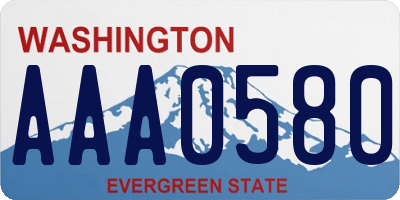 WA license plate AAA0580