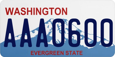 WA license plate AAA0600