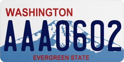 WA license plate AAA0602