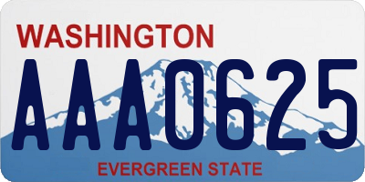 WA license plate AAA0625