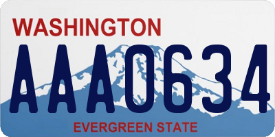 WA license plate AAA0634