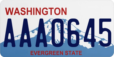 WA license plate AAA0645