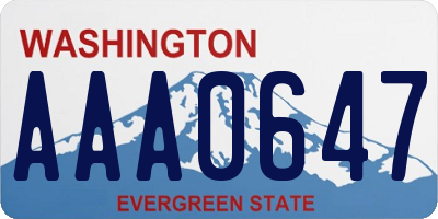 WA license plate AAA0647