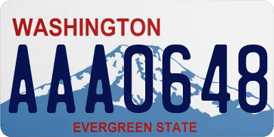 WA license plate AAA0648