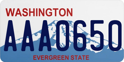 WA license plate AAA0650