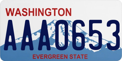 WA license plate AAA0653