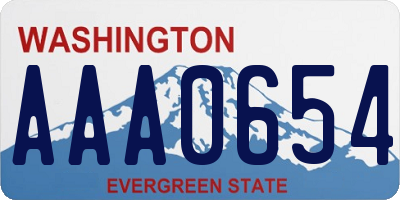 WA license plate AAA0654