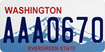 WA license plate AAA0670