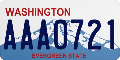 WA license plate AAA0721