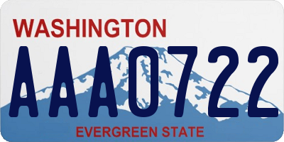 WA license plate AAA0722