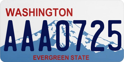 WA license plate AAA0725