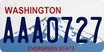 WA license plate AAA0727