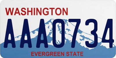 WA license plate AAA0734