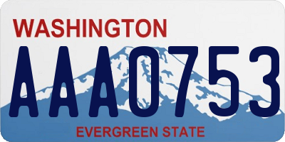 WA license plate AAA0753