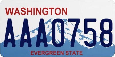 WA license plate AAA0758