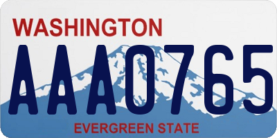 WA license plate AAA0765