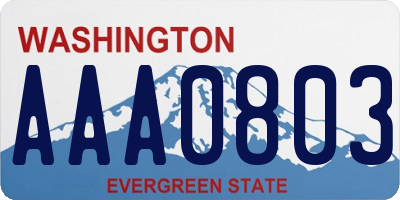 WA license plate AAA0803