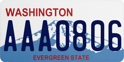 WA license plate AAA0806