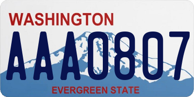 WA license plate AAA0807