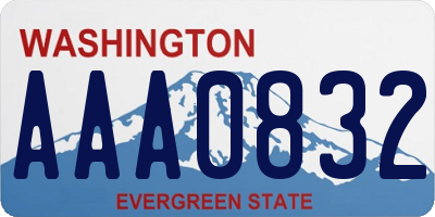 WA license plate AAA0832