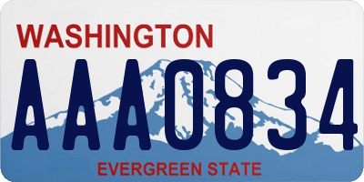 WA license plate AAA0834