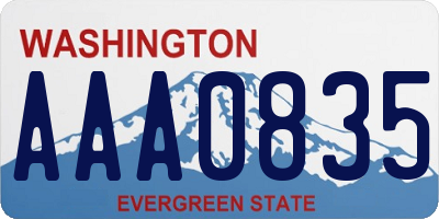 WA license plate AAA0835