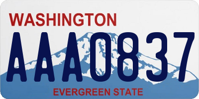 WA license plate AAA0837