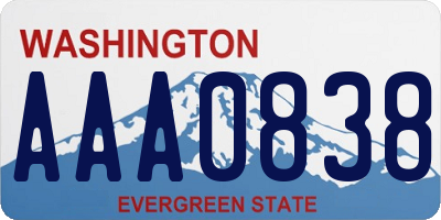 WA license plate AAA0838