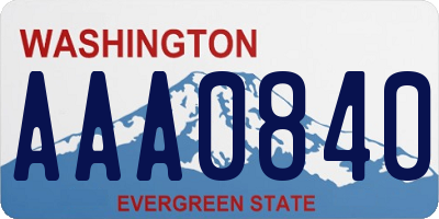 WA license plate AAA0840