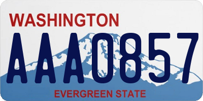 WA license plate AAA0857