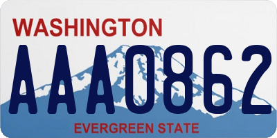 WA license plate AAA0862