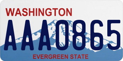 WA license plate AAA0865