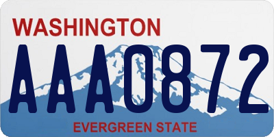 WA license plate AAA0872