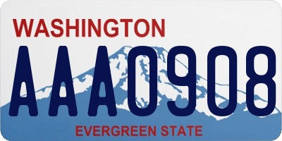 WA license plate AAA0908