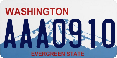 WA license plate AAA0910