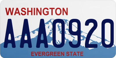WA license plate AAA0920