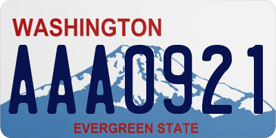 WA license plate AAA0921