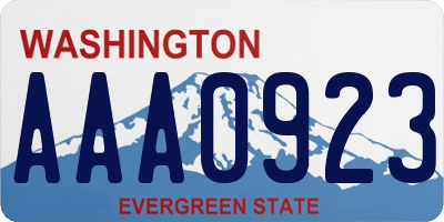 WA license plate AAA0923