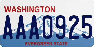 WA license plate AAA0925