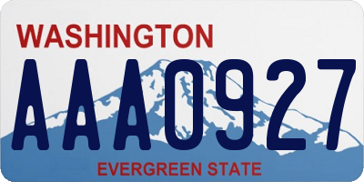 WA license plate AAA0927