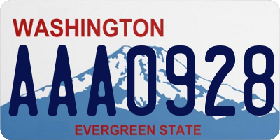 WA license plate AAA0928