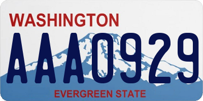 WA license plate AAA0929