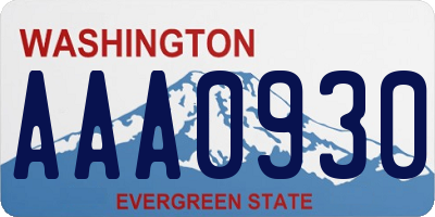 WA license plate AAA0930